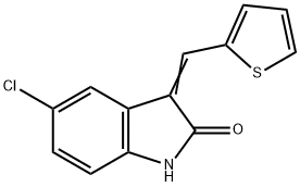 2H-Indol-2-one, 5-chloro-1,3-dihydro-3-(2-thienylmethylene)- Struktur