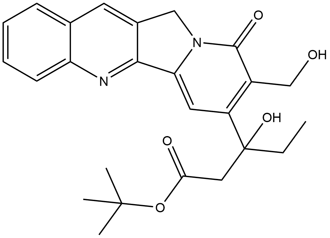 Indolizino[1,2-b]quinoline-7-propanoic acid, β-ethyl-9,11-dihydro-β-hydroxy-8-(hydroxymethyl)-9-oxo-, 1,1-dimethylethyl ester Struktur