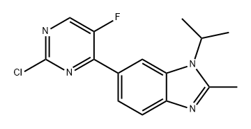 1H-Benzimidazole, 6-(2-chloro-5-fluoro-4-pyrimidinyl)-2-methyl-1-(1-methylethyl)- Struktur