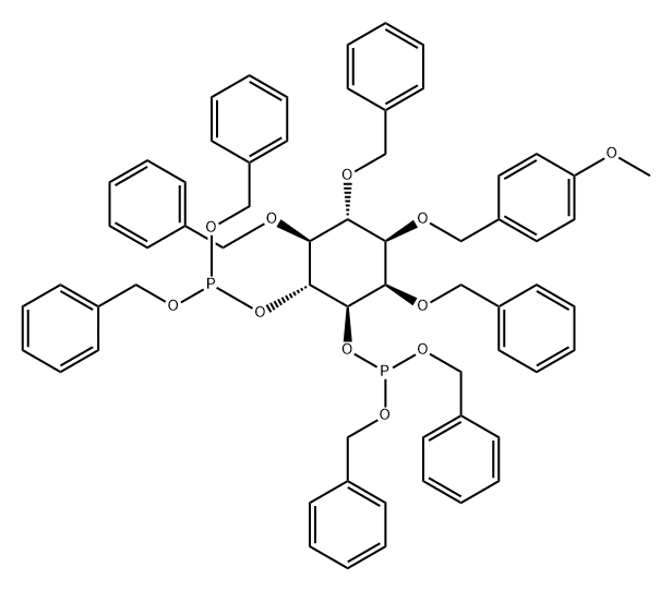 D-myo-Inositol, 1-O-[(4-methoxyphenyl)methyl]-2,5,6-tris-O-(phenylmethyl)-, bis[bis(phenylmethyl) phosphite] (9CI) Struktur