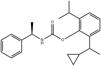 Carbamic acid, N-[(1R)-1-phenylethyl]-, 2-(1-cyclopropylethyl)-6-(1-methylethyl)phenyl ester Struktur