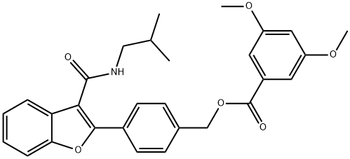 Benzoic acid, 3,5-dimethoxy-, [4-[3-[[(2-methylpropyl)amino]carbonyl]-2-benzofuranyl]phenyl]methyl ester Struktur