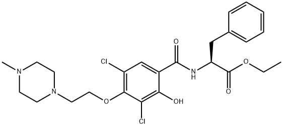 L-Phenylalanine, N-[3,5-dichloro-2-hydroxy-4-[2-(4-methyl-1-piperazinyl)ethoxy]benzoyl]-, ethyl ester Struktur