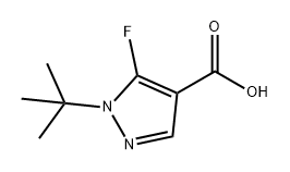 1H-Pyrazole-4-carboxylic acid, 1-(1,1-dimethylethyl)-5-fluoro- Struktur