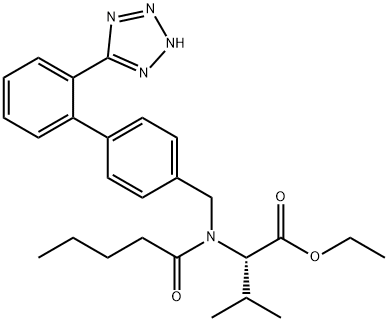 Valine, N-(1-oxopentyl)-N-[[2'-(2H-tetrazol-5-yl)[1,1'-biphenyl]-4-yl]methyl]-, ethyl ester Struktur