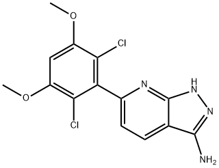 1H-Pyrazolo[3,4-b]pyridin-3-amine, 6-(2,6-dichloro-3,5-dimethoxyphenyl)- Struktur