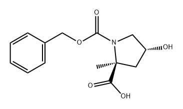 1,2-Pyrrolidinedicarboxylic acid, 4-hydroxy-2-methyl-, 1-(phenylmethyl) ester, (2S,4R)- Struktur