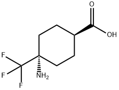 rel-(1s,4s)-1-amino-4-(trifluoromethyl)cyclohexane-1-carboxylic acid Struktur