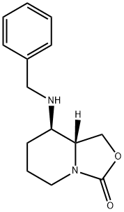 (8R,8AR)-8-(benzylamino)tetrahydro-1H-oxazolo[3,4-a]pyridin-3(5H)-one Struktur