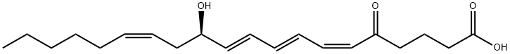 6,8,10,14-Eicosatetraenoic acid, 12-hydroxy-5-oxo-, (6Z,8E,10E,12R,14Z)- Struktur