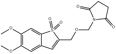 1-(((5,6-Dimethoxy-1,1-dioxidobenzo[b]thiophen-2-yl)methoxy)methyl)pyrrolidine-2,5-dione Struktur