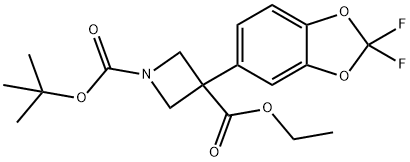 1-tert-Butyl 3-ethyl 3-(2,2-difluorobenzo[d][1,3]dioxol-5-yl)azetidine-1,3-dicarboxylate Struktur