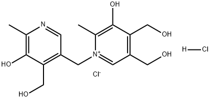 Pyridinium, 3-hydroxy-1-[[5-hydroxy-4-(hydroxymethyl)-6-methyl-3-pyridinyl]methyl]-4,5-bis(hydroxymethyl)-2-methyl-, chloride, hydrochloride (1:1:1) Struktur