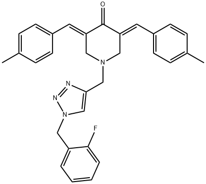 4-Piperidinone, 1-[[1-[(2-fluorophenyl)methyl]-1H-1,2,3-triazol-4-yl]methyl]-3,5-bis[(4-methylphenyl)methylene]-, (3E,5E)- Struktur