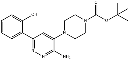 1-Piperazinecarboxylic acid, 4-[3-amino-6-(2-hydroxyphenyl)-4-pyridazinyl]-, 1,1-dimethylethyl ester Struktur