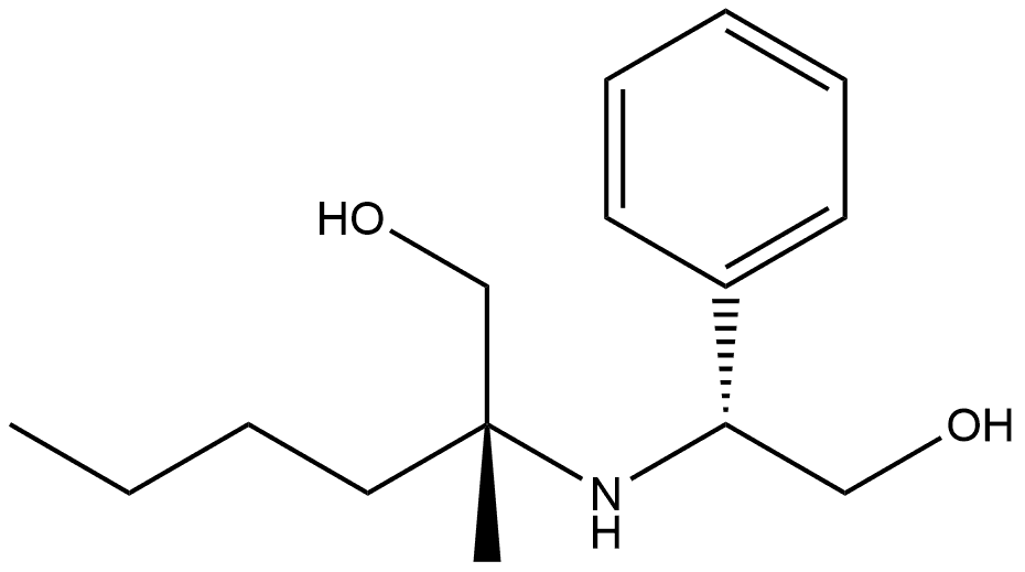 (R)-2-(((R)-2-Hydroxy-1-phenylethyl)amino)-2-methylhexan-1-ol, TsOH Struktur