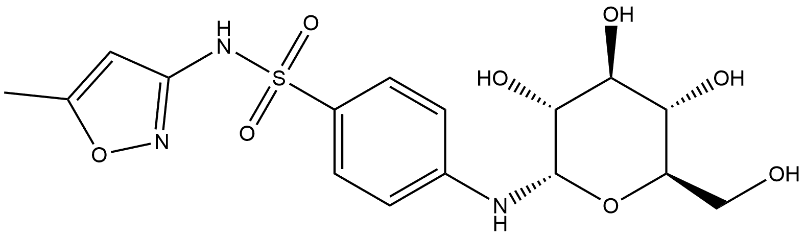 Benzenesulfonamide, 4-(α-D-glucopyranosylamino)-N-(5-methyl-3-isoxazolyl)- Struktur