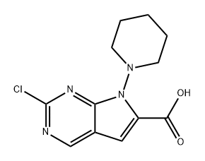 7H-Pyrrolo[2,3-d]pyrimidine-6-carboxylic acid, 2-chloro-7-(1-piperidinyl)- Struktur