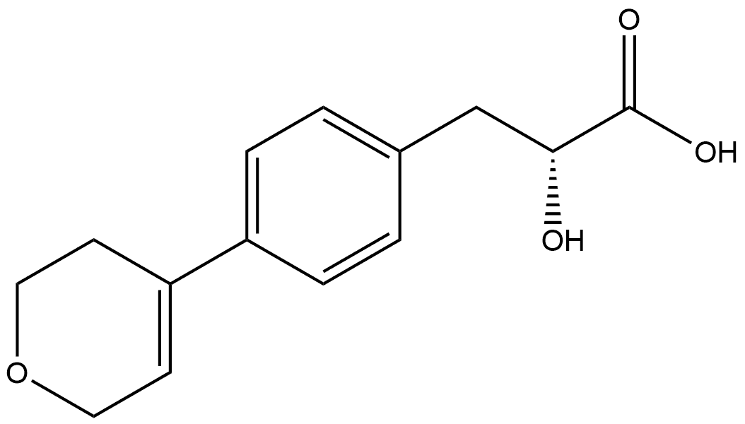 Benzenepropanoic acid, 4-(3,6-dihydro-2H-pyran-4-yl)-α-hydroxy-, (αR)- Struktur