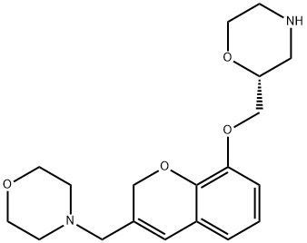 Morpholine, 2-[[[3-(4-morpholinylmethyl)-2H-1-benzopyran-8-yl]oxy]methyl]-, (R)- (9CI) Struktur