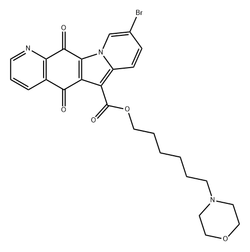 Indolizino[2,3-g]quinoline-6-carboxylic acid, 9-bromo-5,12-dihydro-5,12-dioxo-, 6-(4-morpholinyl)hexyl ester Struktur