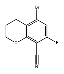 2H-1-Benzopyran-8-carbonitrile, 5-bromo-7-fluoro-3,4-dihydro- Struktur