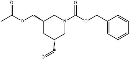 1-Piperidinecarboxylic acid, 3-[(acetyloxy)methyl]-5-formyl-, phenylmethyl ester, (3S,5R)-