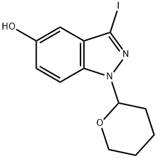 1H-Indazol-5-ol, 3-iodo-1-(tetrahydro-2H-pyran-2-yl)- Struktur