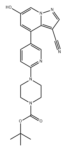 1-Piperazinecarboxylic acid, 4-[5-(3-cyano-6-hydroxypyrazolo[1,5-a]pyridin-4-yl)-2-pyridinyl]-, 1,1-dimethylethyl ester Struktur