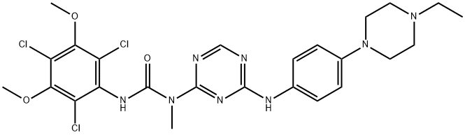 Urea, N-[4-[[4-(4-ethyl-1-piperazinyl)phenyl]amino]-1,3,5-triazin-2-yl]-N-methyl-N'-(2,4,6-trichloro-3,5-dimethoxyphenyl)- Structure