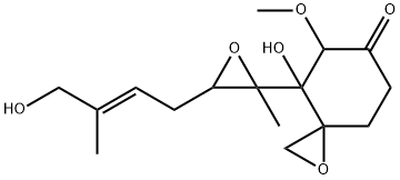 1-Oxaspiro[2.5]octan-6-one, 4-hydroxy-4-[3-[(2E)-4-hydroxy-3-methyl-2-buten-1-yl]-2-methyl-2-oxiranyl]-5-methoxy- Struktur