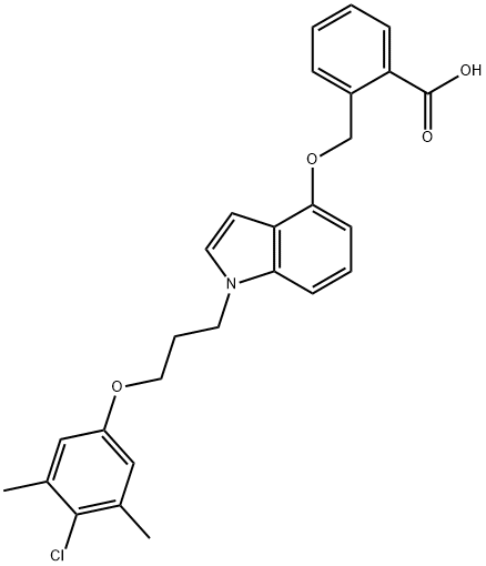 Benzoic acid, 2-[[[1-[3-(4-chloro-3,5-dimethylphenoxy)propyl]-1H-indol-4-yl]oxy]methyl]- Struktur