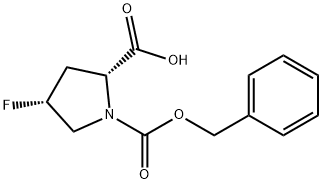 (2R,4R)-1-[(benzyloxy)carbonyl]-4-fluoropyrrolidine-2-carboxylic acid Struktur