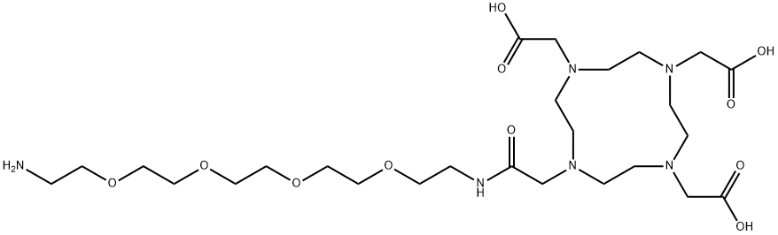 1,4,7,10-Tetraazacyclododecane-1,4,7-triacetic acid, 10-(17-amino-2-oxo-6,9,12,15-tetraoxa-3-azaheptadec-1-yl)- Struktur