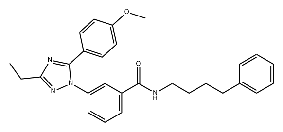 Benzamide, 3-[3-ethyl-5-(4-methoxyphenyl)-1H-1,2,4-triazol-1-yl]-N-(4-phenylbutyl)- Structure