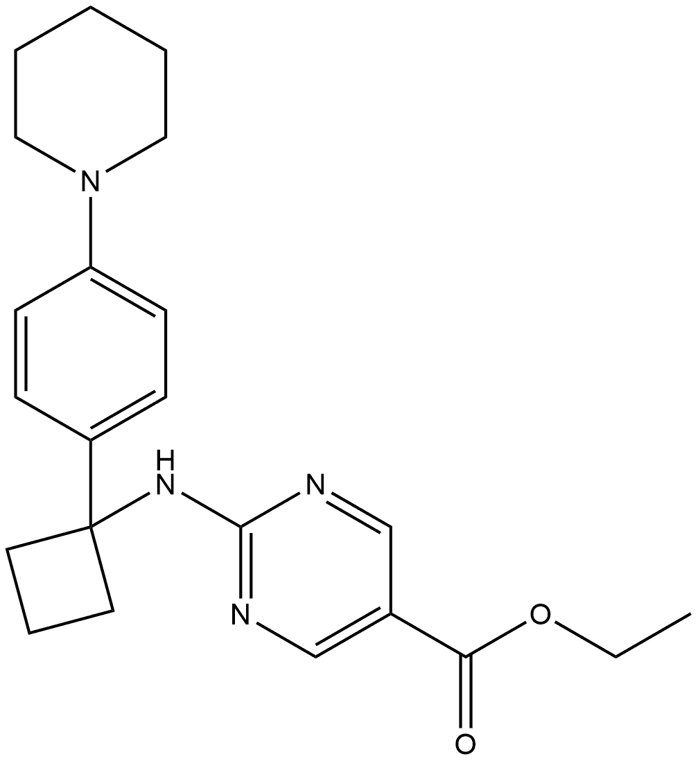 Ethyl 2-[[1-[4-(1-piperidinyl)phenyl]cyclobutyl]amino]-5-pyrimidinecarboxylate Struktur