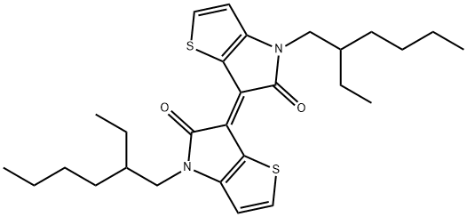 5H-Thieno[3,2-b]pyrrol-5-one, 4-(2-ethylhexyl)-6-[4-(2-ethylhexyl)-4,5-dihydro-5-oxo-6H-thieno[3,2-b]pyrrol-6-ylidene]-4,6-dihydro-, (6E)- Struktur