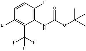 tert-butyl N-[3-bromo-6-fluoro-2-(trifluoromethyl)phenyl]carbamate Struktur