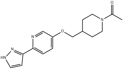 Ethanone, 1-[4-[[[6-(1H-pyrazol-3-yl)-3-pyridinyl]oxy]methyl]-1-piperidinyl]- Struktur