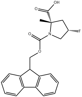 1,2-Pyrrolidinedicarboxylic acid, 4-fluoro-2-methyl-, 1-(9H-fluoren-9-ylmethyl) ester, (2S,4S)- Struktur