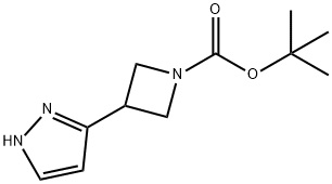 1-Azetidinecarboxylic acid, 3-(1H-pyrazol-3-yl)-, 1,1-dimethylethyl ester Struktur