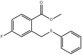 Benzoic acid, 4-fluoro-2-[(phenylthio)methyl]-, methyl ester Struktur