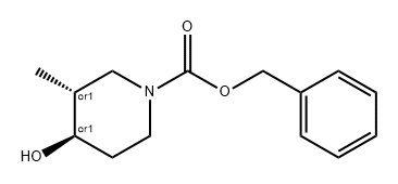 1-Piperidinecarboxylic acid, 4-hydroxy-3-methyl-, phenylmethyl ester, (3R,4R)-rel- Struktur