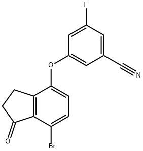 Benzonitrile, 3-[(7-bromo-2,3-dihydro-1-oxo-1H-inden-4-yl)oxy]-5-fluoro- Struktur