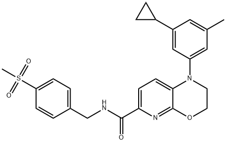 1H-Pyrido[2,3-b][1,4]oxazine-6-carboxamide, 1-(3-cyclopropyl-5-methylphenyl)-2,3-dihydro-N-[[4-(methylsulfonyl)phenyl]methyl]- Struktur