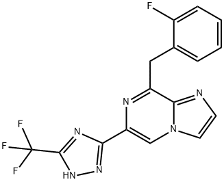 Imidazo[1,2-a]pyrazine, 8-[(2-fluorophenyl)methyl]-6-[5-(trifluoromethyl)-1H-1,2,4-triazol-3-yl]- Struktur