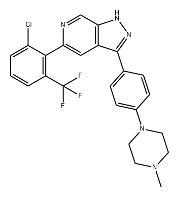 1H-Pyrazolo[3,4-c]pyridine, 5-[2-chloro-6-(trifluoromethyl)phenyl]-3-[4-(4-methyl-1-piperazinyl)phenyl]- Struktur