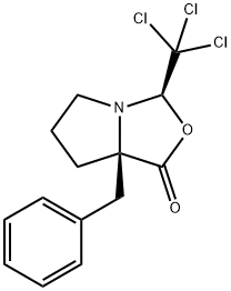 1H,3H-Pyrrolo[1,2-c]oxazol-1-one, tetrahydro-7a-(phenylmethyl)-3-(trichloromethyl)-, (3R,7aR)- Struktur