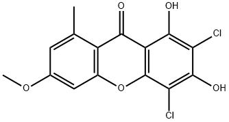 9H-Xanthen-9-one, 2,4-dichloro-1,3-dihydroxy-6-methoxy-8-methyl- Struktur