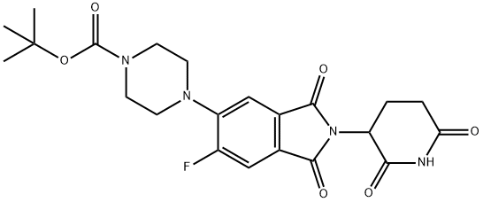 4-[2-(2,6-dioxo-3-piperidinyl)-6-fluoro-2,3-dihydro-1,3-dioxo-1Hisoindol-5-yl]-, 1,1-dimethylethyl ester-1-Piperazinecarboxylic acid, Struktur